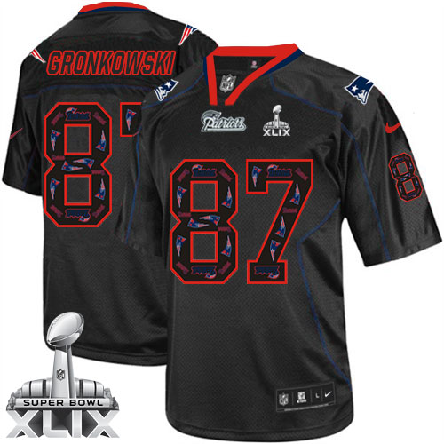 Men's Limited Rob Gronkowski Super Bowl XLIX Nike Jersey New Lights Out Black - #87 NFL New England Patriots